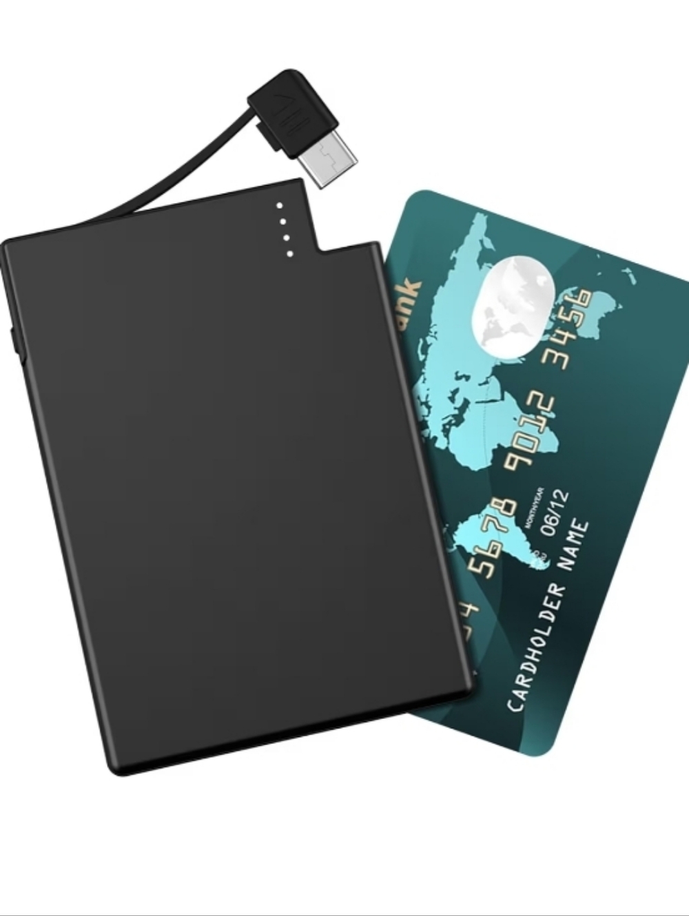 TNTOR Thin USB-C Portable Charger with Built in Cable, Slim Power Bank NEW